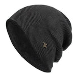 Beanie Textured Knit Fleece Lined Slouch Fit