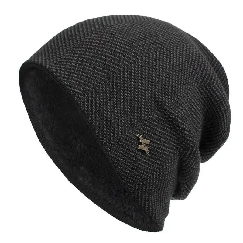 Beanie Textured Knit Fleece Lined Slouch Fit