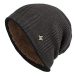 Beanie Textured Knit Fleece Lined Slouch Fit