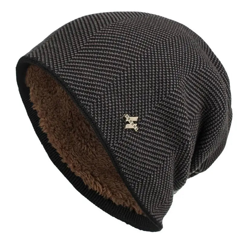 Beanie Textured Knit Fleece Lined Slouch Fit