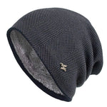 Beanie Textured Knit Fleece Lined Slouch Fit