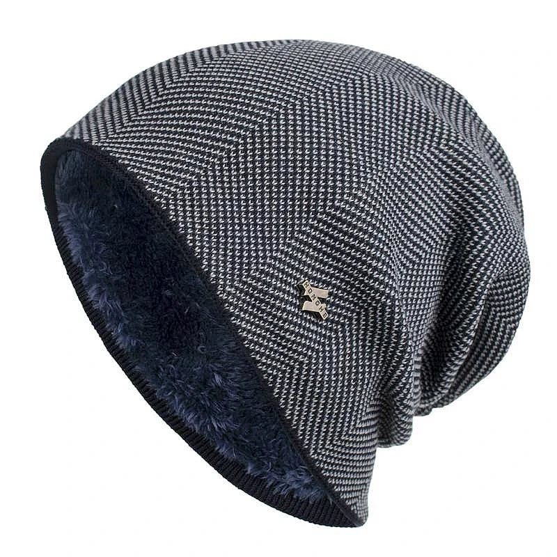 Beanie Textured Knit Fleece Lined Slouch Fit