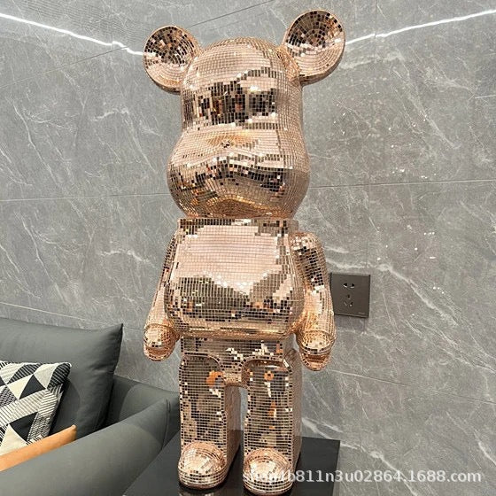 Bear Sculpture Mirrored Finish 31.5-Inch Tall Decorative Accent