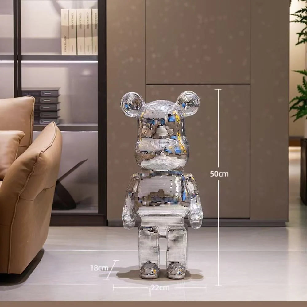Bear Sculpture Mirrored Finish 31.5-Inch Tall Decorative Accent