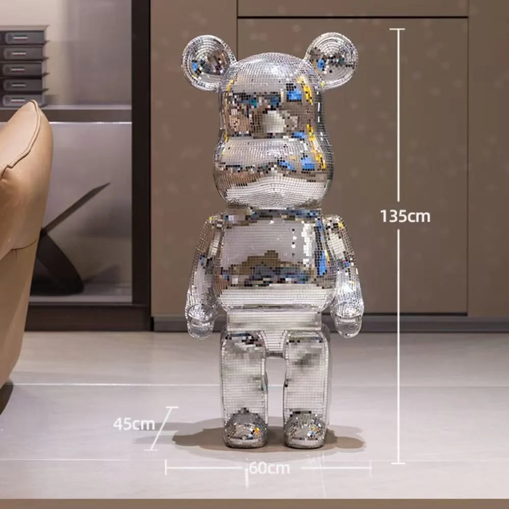 Bear Sculpture Mirrored Finish 31.5-Inch Tall Decorative Accent