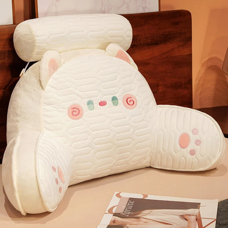 Bed Backrest Cushion Padded Armrests Removable Neck Bolster