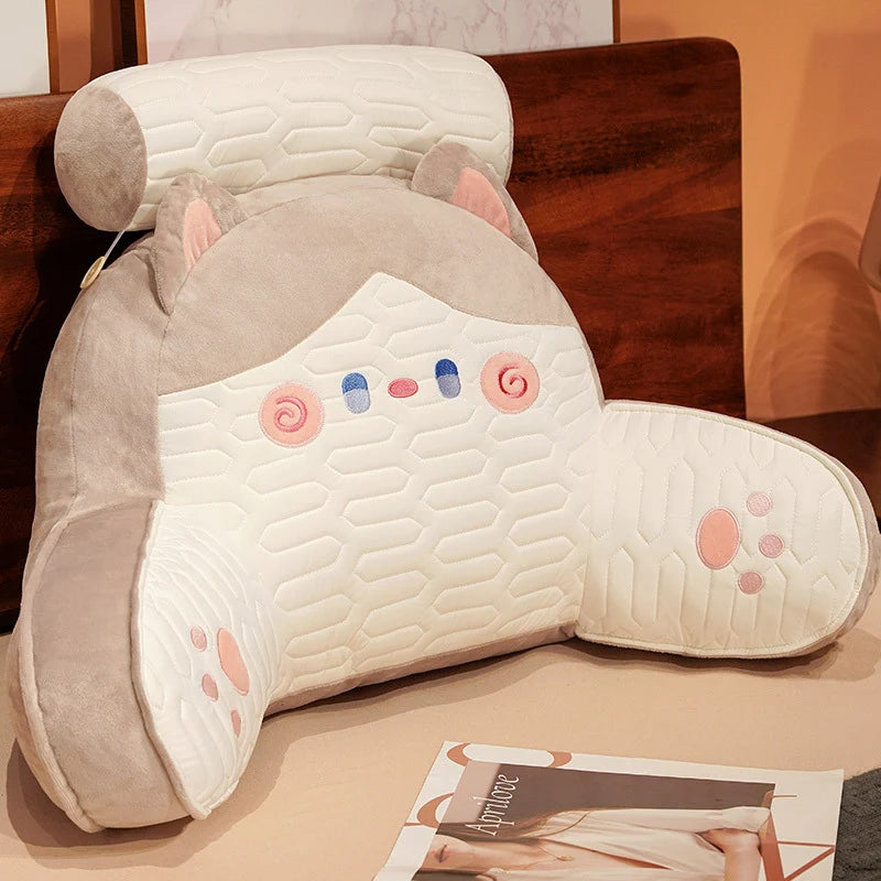 Bed Backrest Cushion Padded Armrests Removable Neck Bolster