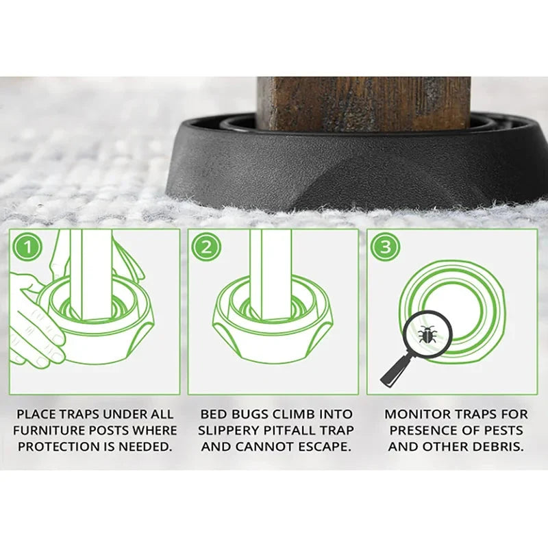Bed Bug Trap Non-Chemical Escape-Preventing 4-Pack