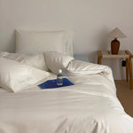 Bed Linen Set Cotton Satin Breathable Contrasting Piping