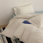 Bed Linen Set Cotton Satin Breathable Contrasting Piping