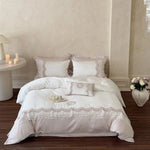 Bed Linen Set Cotton Satin Embroidered Lace 4-Piece
