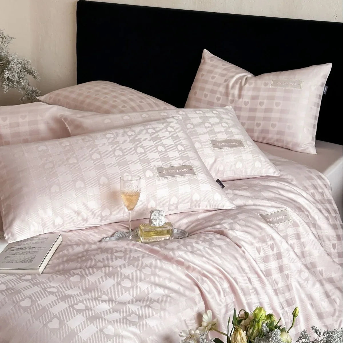 Bed Linen Set Cotton Satin Four-Piece Hidden Button Placket