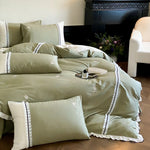 Bed Linen Set Cotton Satin Reversible Rose Embroidery