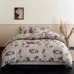 Bed Linen Set Delicate Floral Breathable Cotton 4-Piece