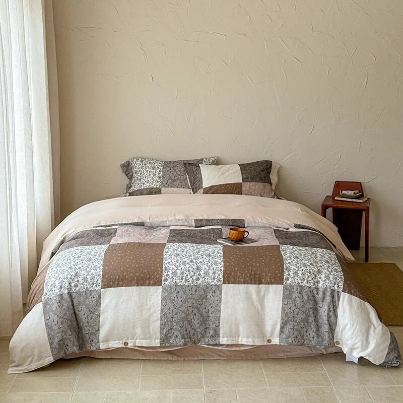 Bed Linen Set Delicate Floral Breathable Cotton 4-Piece