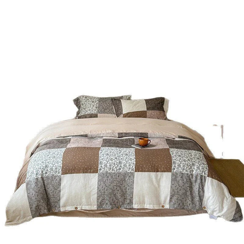 Bed Linen Set Delicate Floral Breathable Cotton 4-Piece