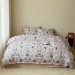 Bed Linen Set Delicate Floral Breathable Cotton 4-Piece