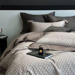 Bed Linen Set Reversible Jacquard Cotton Satin 4-Piece