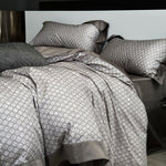 Bed Linen Set Reversible Jacquard Cotton Satin 4-Piece