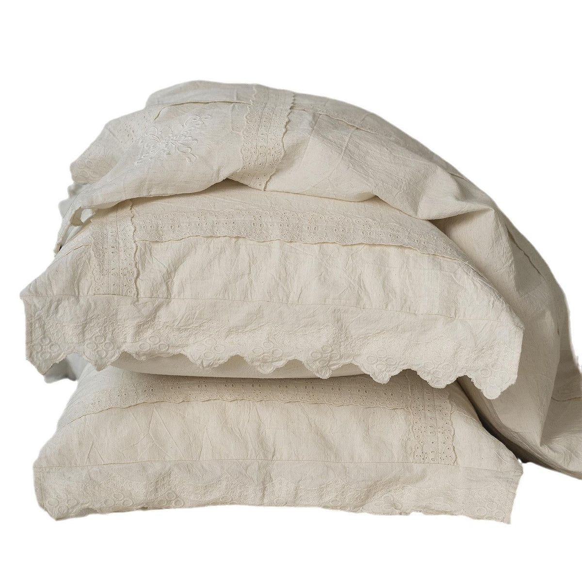 Bed Linen Set Washed Linen Lace Embroidery 4-Piece