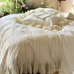 Bed Set Breathable Cotton-Linen Embroidered Ruffled Skirt