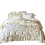 Bed Set Breathable Cotton-Linen Embroidered Ruffled Skirt