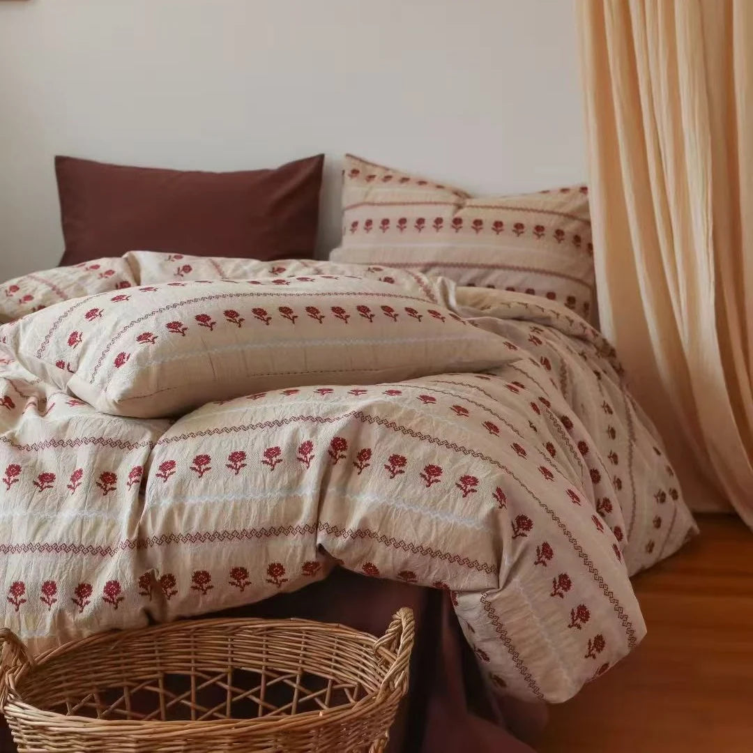 Bed Sheet 100% Cotton Woven Floral Machine Washable