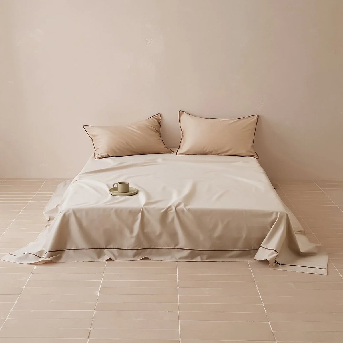 Bed Sheet & Pillowcase Set Cotton Satin Decorative Piping