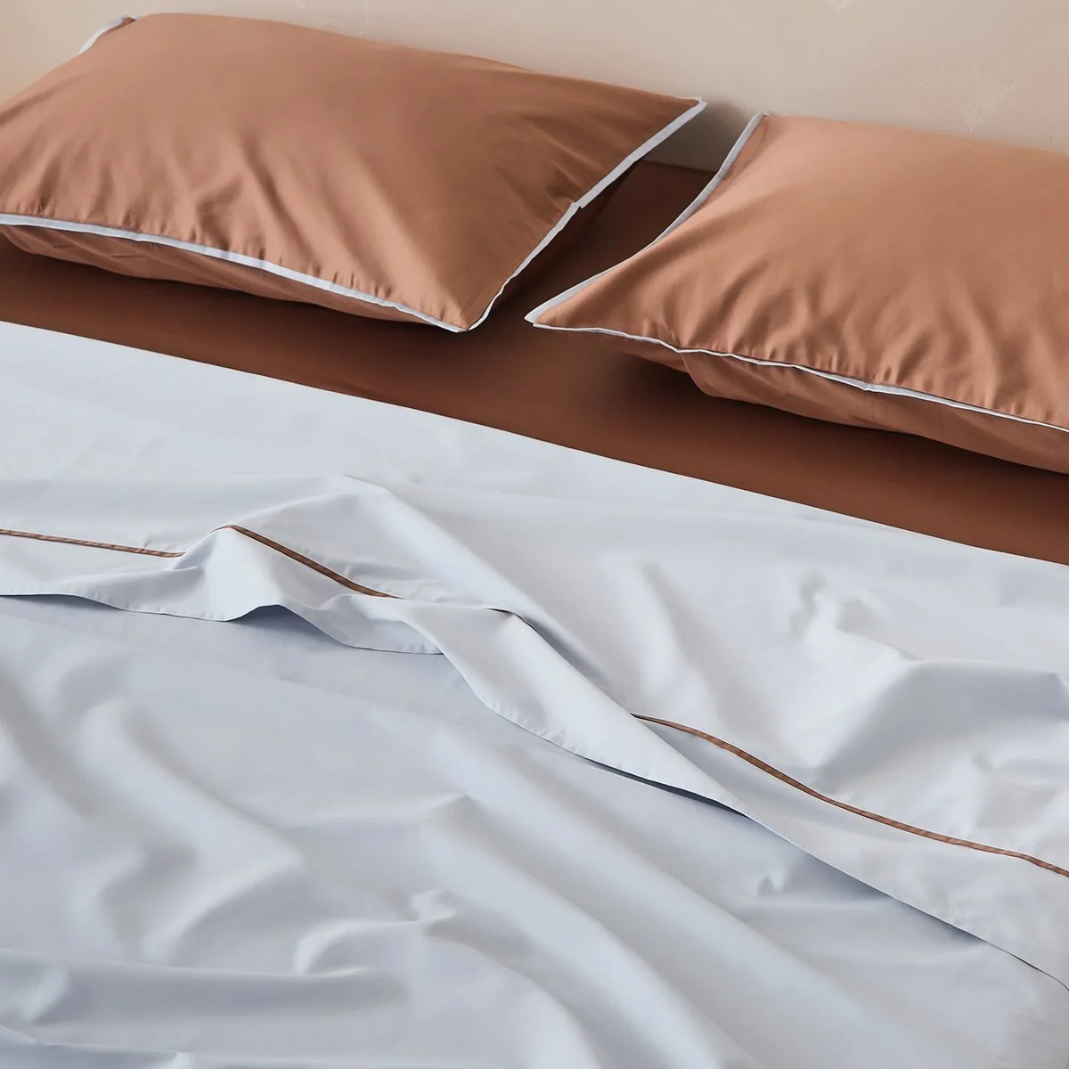 Bed Sheet & Pillowcase Set Cotton Satin Decorative Piping