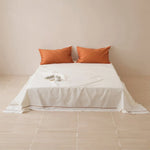 Bed Sheet & Pillowcase Set Cotton Satin Decorative Piping