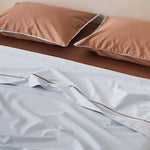 Bed Sheet & Pillowcase Set Cotton Satin Fine Piping 4-Piece