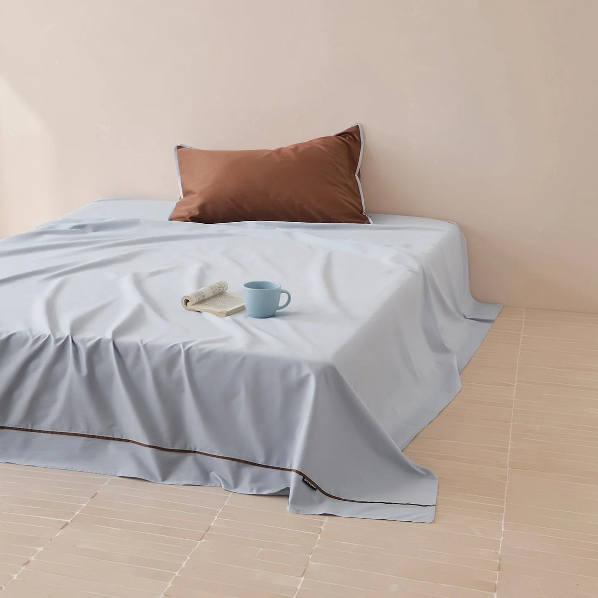 Bed Sheet & Pillowcase Set Cotton Satin Fine Piping 4-Piece