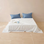 Bed Sheet & Pillowcase Set Cotton Satin Fine Piping 4-Piece
