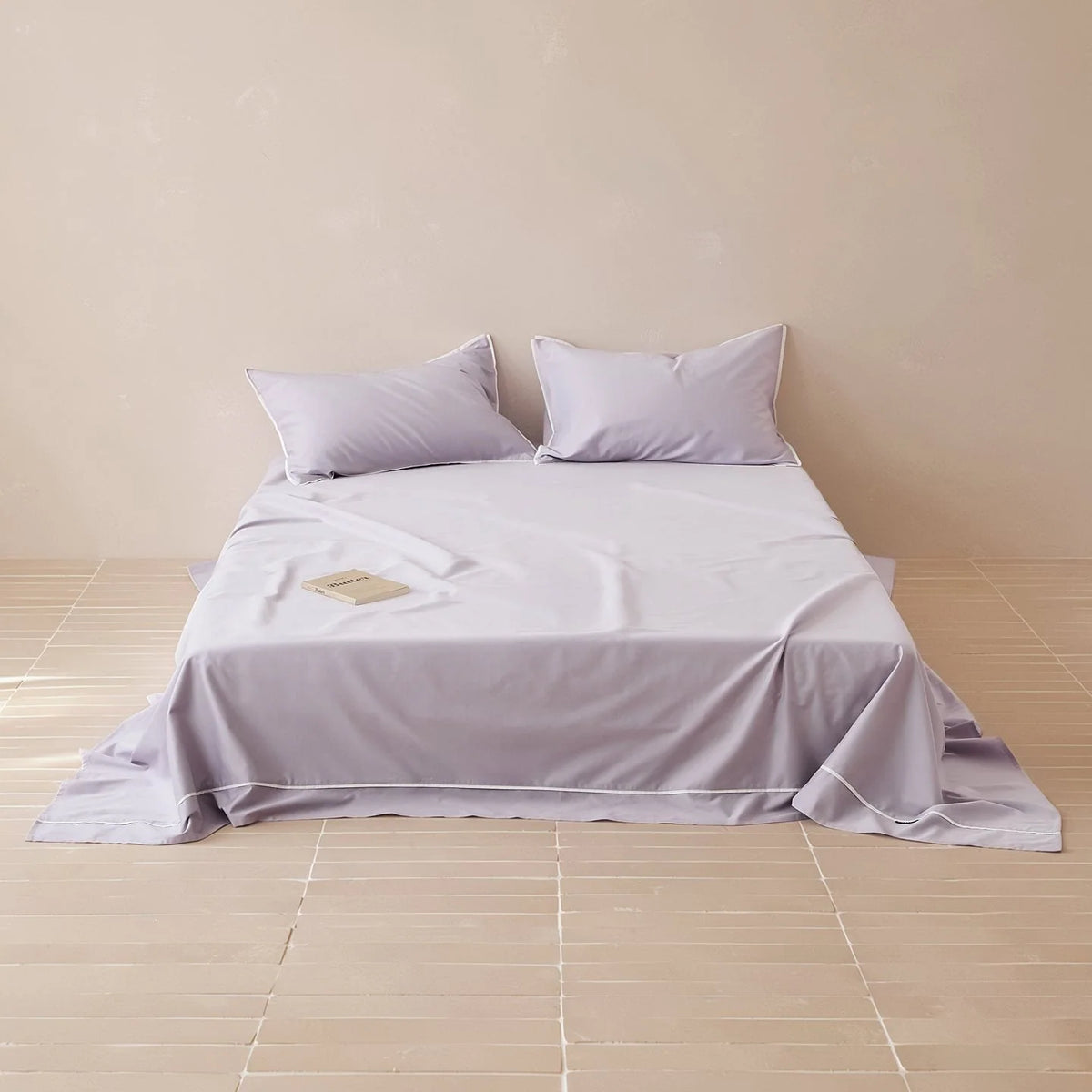 Bed Sheet & Pillowcase Set Cotton Satin Fine Piping 4-Piece