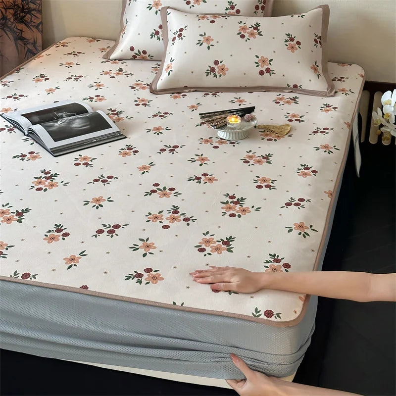 Bed Sheet Set Breathable Cotton Delicate Floral Decorative Hem