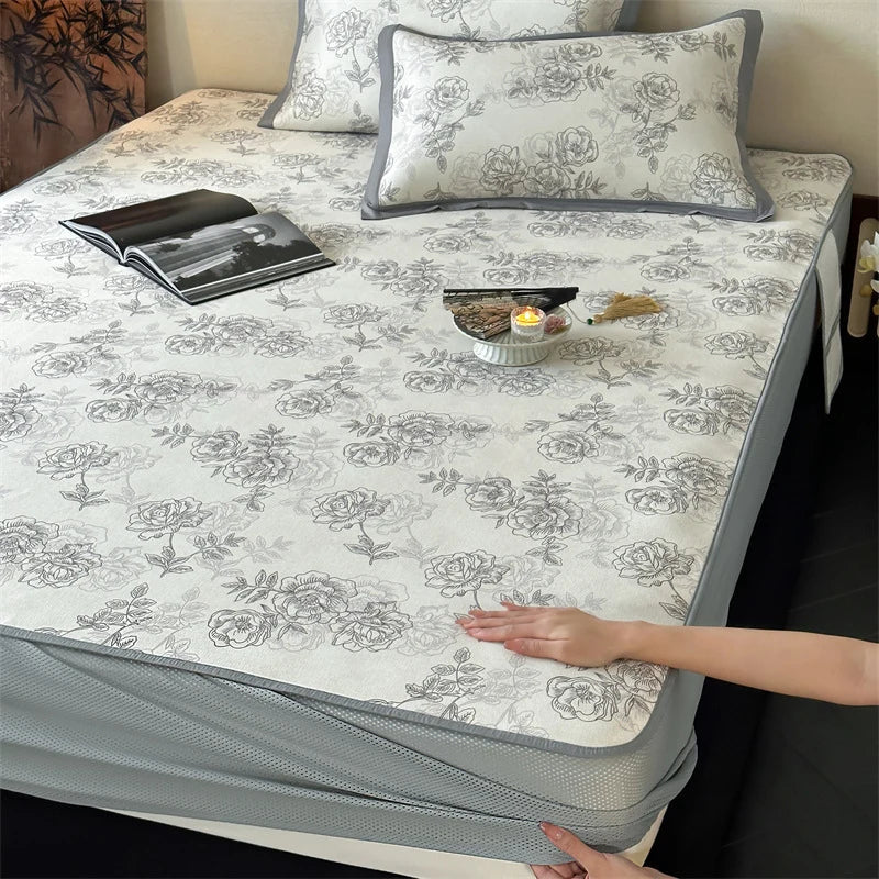 Bed Sheet Set Breathable Cotton Delicate Floral Decorative Hem