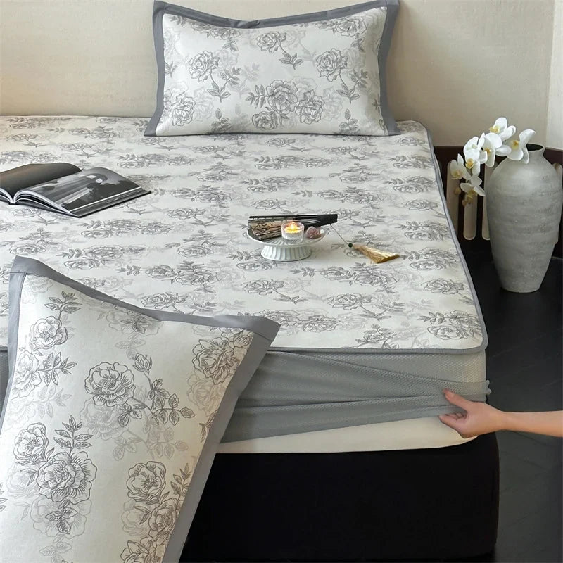 Bed Sheet Set Breathable Cotton Delicate Floral Decorative Hem