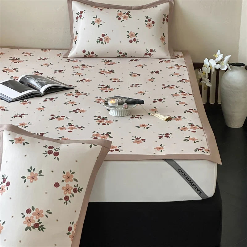 Bed Sheet Set Breathable Cotton Delicate Floral Decorative Hem