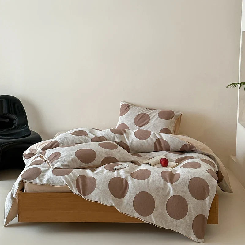 Bed Sheet Set Cotton-Linen Breathable Oversized Polka Dot