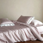 Bed Sheet Set Cotton Satin Embroidered Hem & Piping