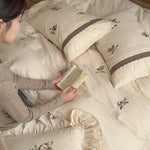 Bedding Set 100% Breathable Cotton Embroidered Ruffled Edges