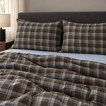 Bedding Set 100% Cotton Brown Plaid Machine Washable
