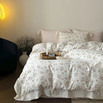 Bedding Set 100% Cotton Floral Lace 4-Piece