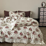 Bedding Set 100% Cotton Floral Lace 4-Piece