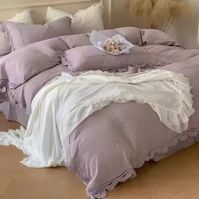 Bedding Set 100% Cotton Gauze Concealed Zipper