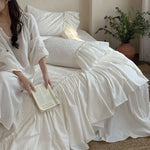 Bedding Set 100% Cotton Muslin Lace & Ruffles 4-Piece