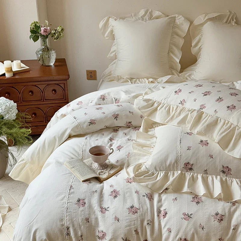 Bedding Set 100% Cotton Vintage Rose 4-Piece