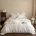 Bedding Set 4-Piece Breathable Cotton Blend Decorative Ruffle