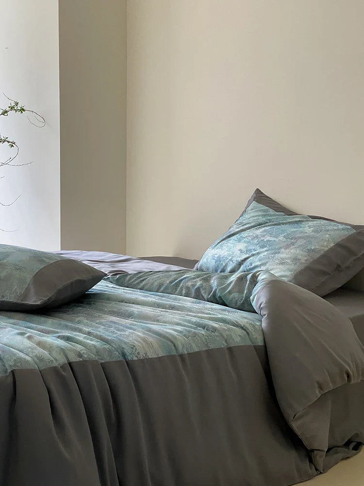 Bedding Set 4-Piece Breathable Cotton Satin Skin-Friendly