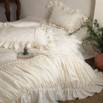 Bedding Set 4-Piece Floral Jacquard Embroidery Breathable Cotton